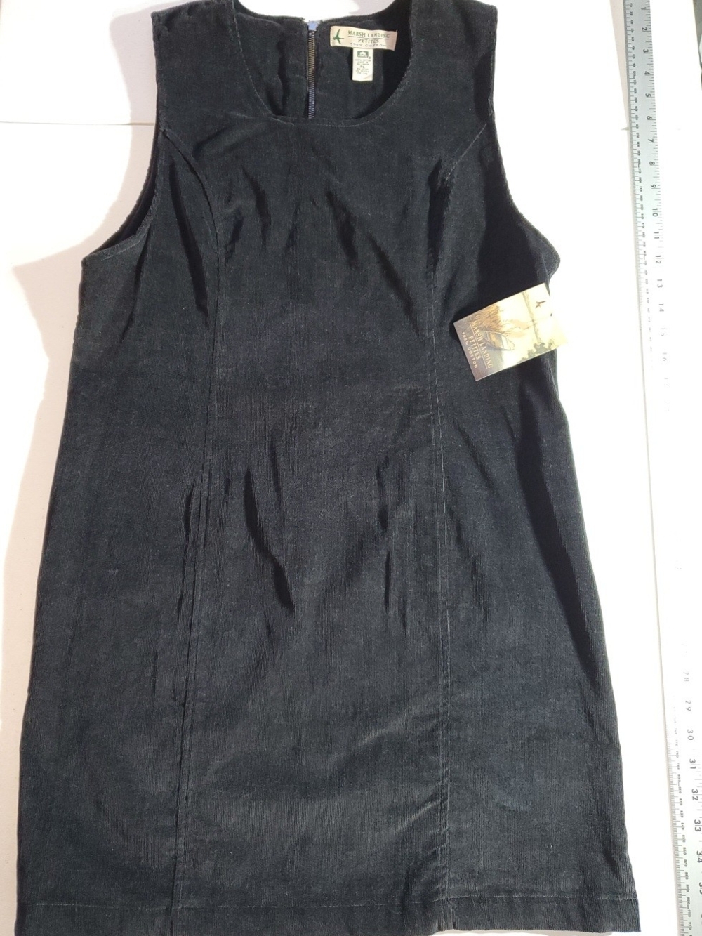NWT Y2K Marsh Landing PL Classic Black Corduroy Sleeveless Back Zip Shift Dress